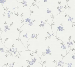 Vliestapete Blumen Floral Weiß Blau Grau 39071-3