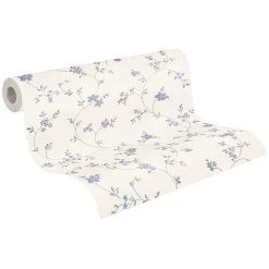 Vliestapete Blumen Floral Weiß Blau Grau 39071-3