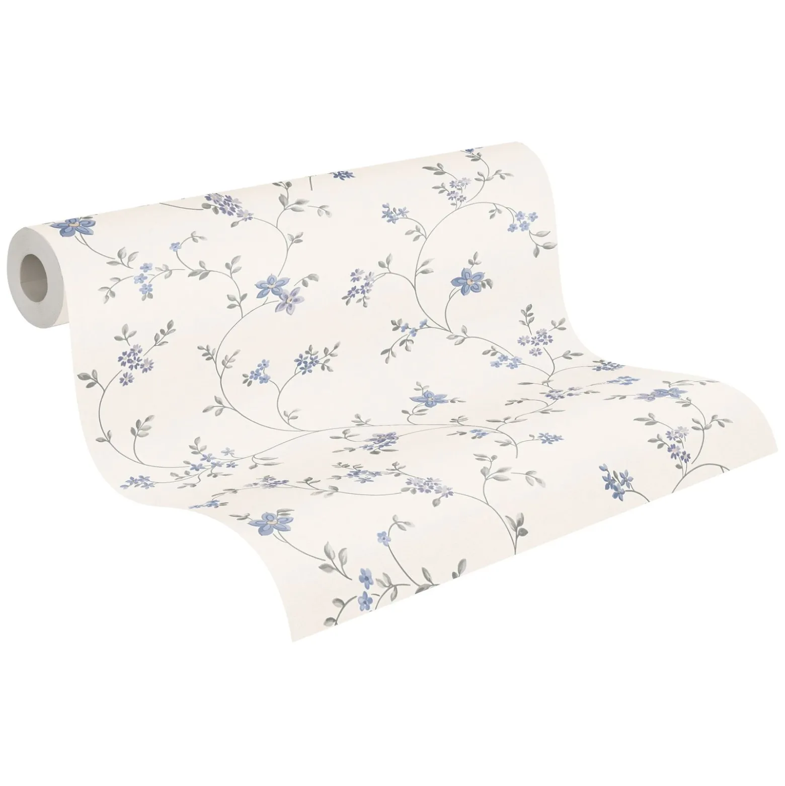 Vliestapete Blumen Floral Weiß Blau Grau 39071-3