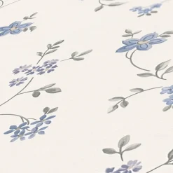 Vliestapete Blumen Floral Weiß Blau Grau 39071-3