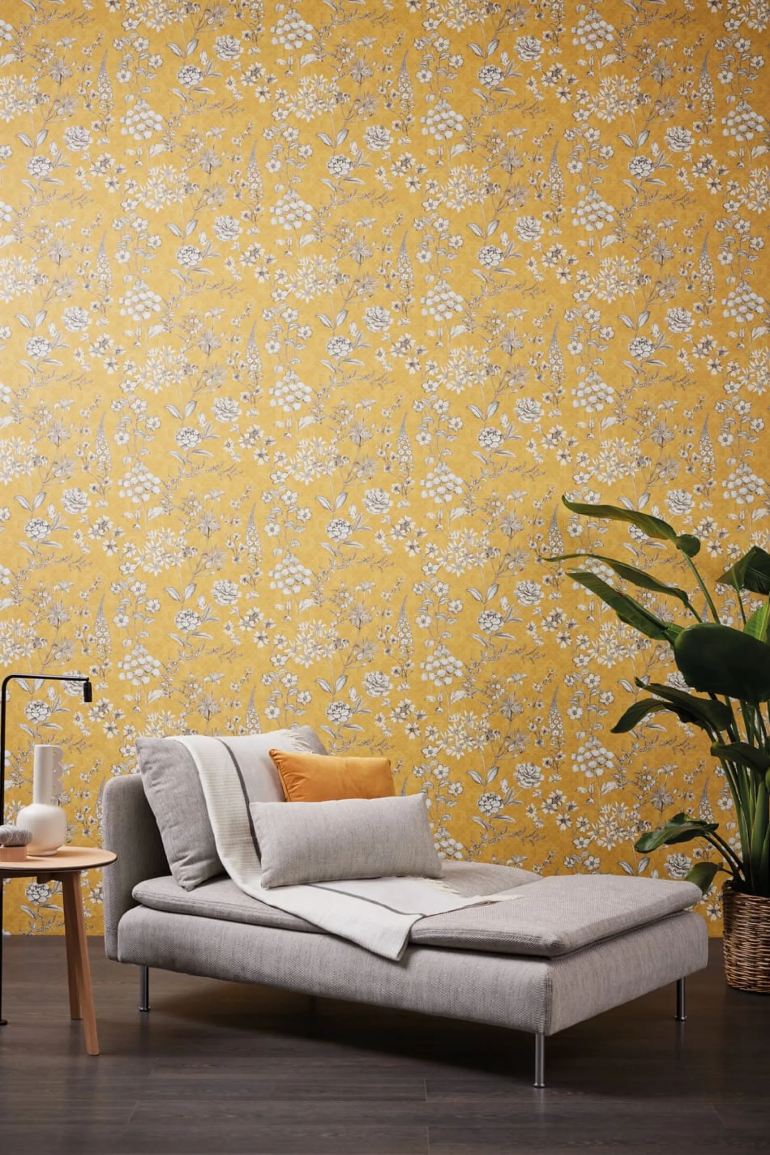 Vliestapete Blumen Grafik Floral Gelb Weiß 39117-2