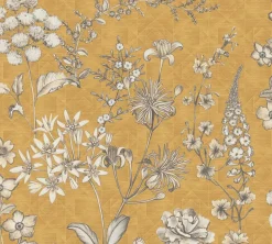 Vliestapete Blumen Grafik Floral Gelb Weiß 39117-2