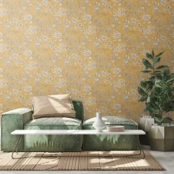 Vliestapete Blumen Grafik Floral Gelb Weiß 39117-2