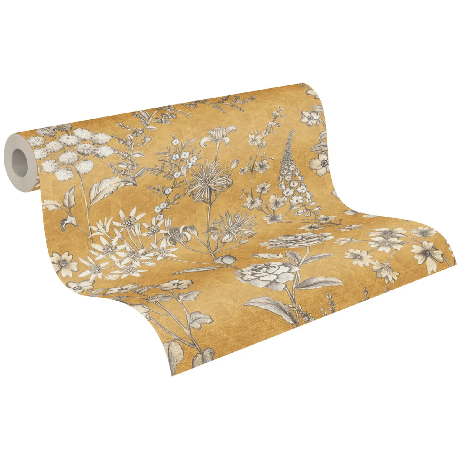 Vliestapete Blumen Grafik Floral Gelb Weiß 39117-2