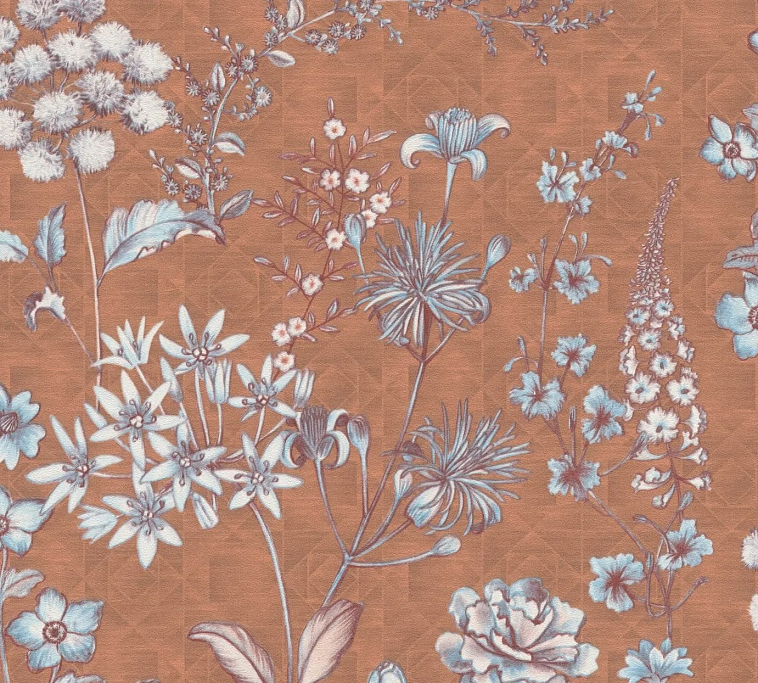 Vliestapete Blumen Grafik Floral Braun Blau 39117-3