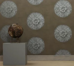 Vliestapete Blumen grau-braun silber Dieter Langer 55947