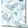 Vliestapete Blumen Illustration Blau Grün Weiß 47473