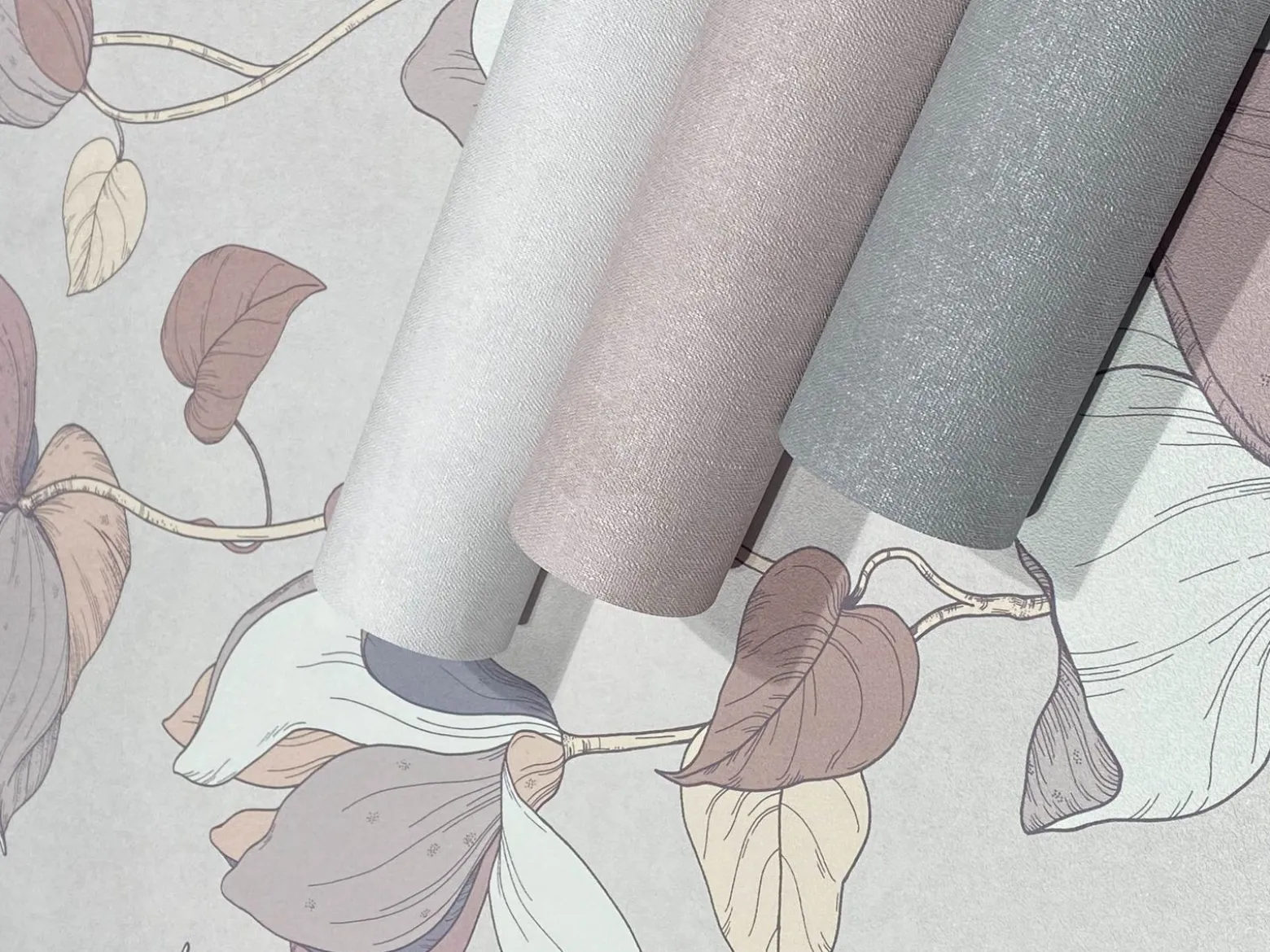 Vliestapete Blumen Illustration Braun Grau 47474