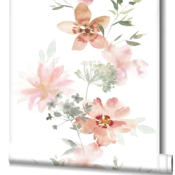 Vliestapete Blumen Natur Floral Weiß Rosa Grün 81626