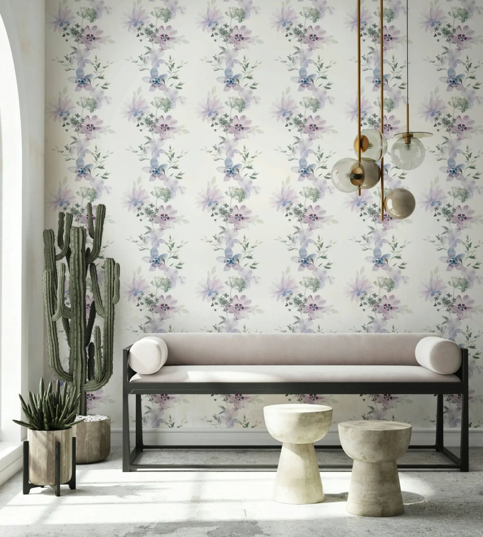 Vliestapete Blumen Natur Floral Weiß Lila Blau 81625