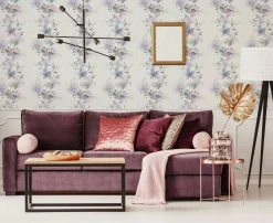 Vliestapete Blumen Natur Floral Weiß Lila Blau 81625
