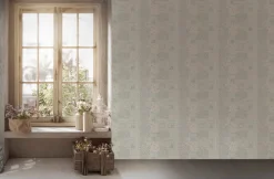 Vliestapete Blumen Patchwork Karo Blau Grau Weiß 39066-4