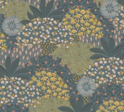 Vliestapete Blumen Petrol Gelb Nara 38740-4 AS Creation
