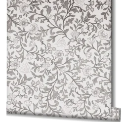 Vliestapete Blumen Ranken Floral Motiv Grau 47628