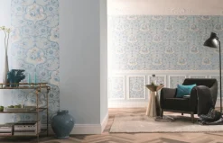 Vliestapete Blumen Ranken hellblau Metallic Marburg 58267