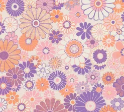 Vliestapete Blumen Retro Floral Lila Rosa 39535-1