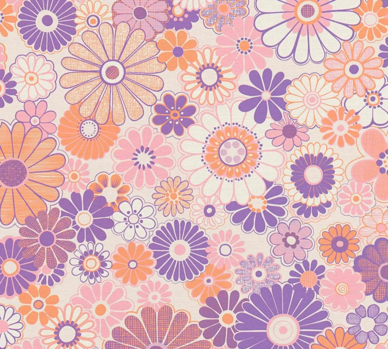 Vliestapete Blumen Retro Floral Lila Rosa 39535-1