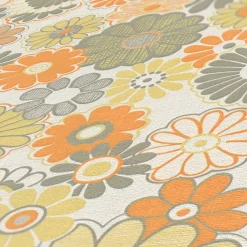 Vliestapete Blumen Retro Floral Gelb Orange 39535-3