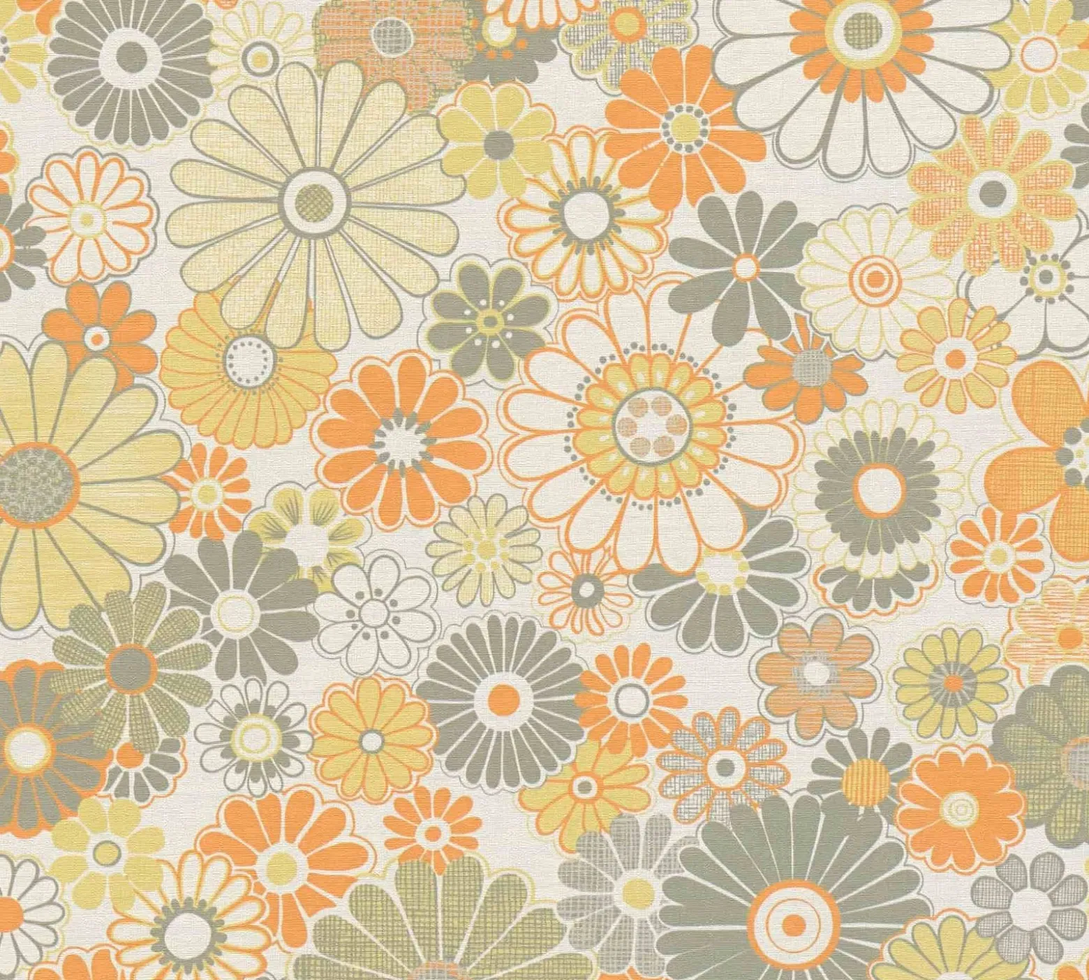 Vliestapete Blumen Retro Floral Gelb Orange 39535-3