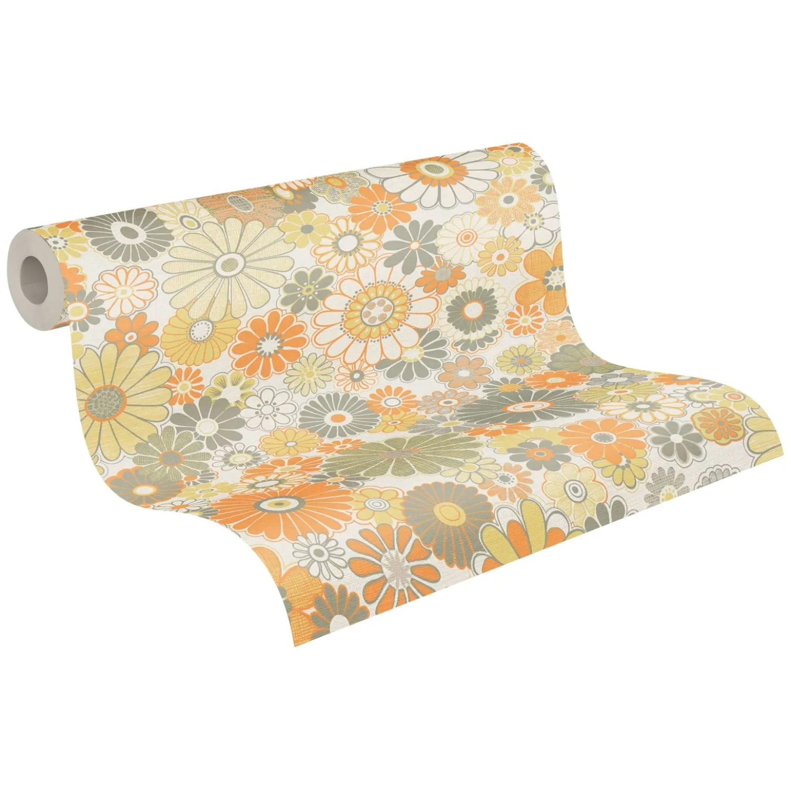 Vliestapete Blumen Retro Floral Gelb Orange 39535-3