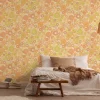 Vliestapete Blumen Retro Floral Orange Grün 39535-5