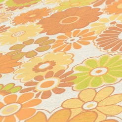 Vliestapete Blumen Retro Floral Orange Grün 39535-5