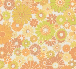 Vliestapete Blumen Retro Floral Orange Grün 39535-5