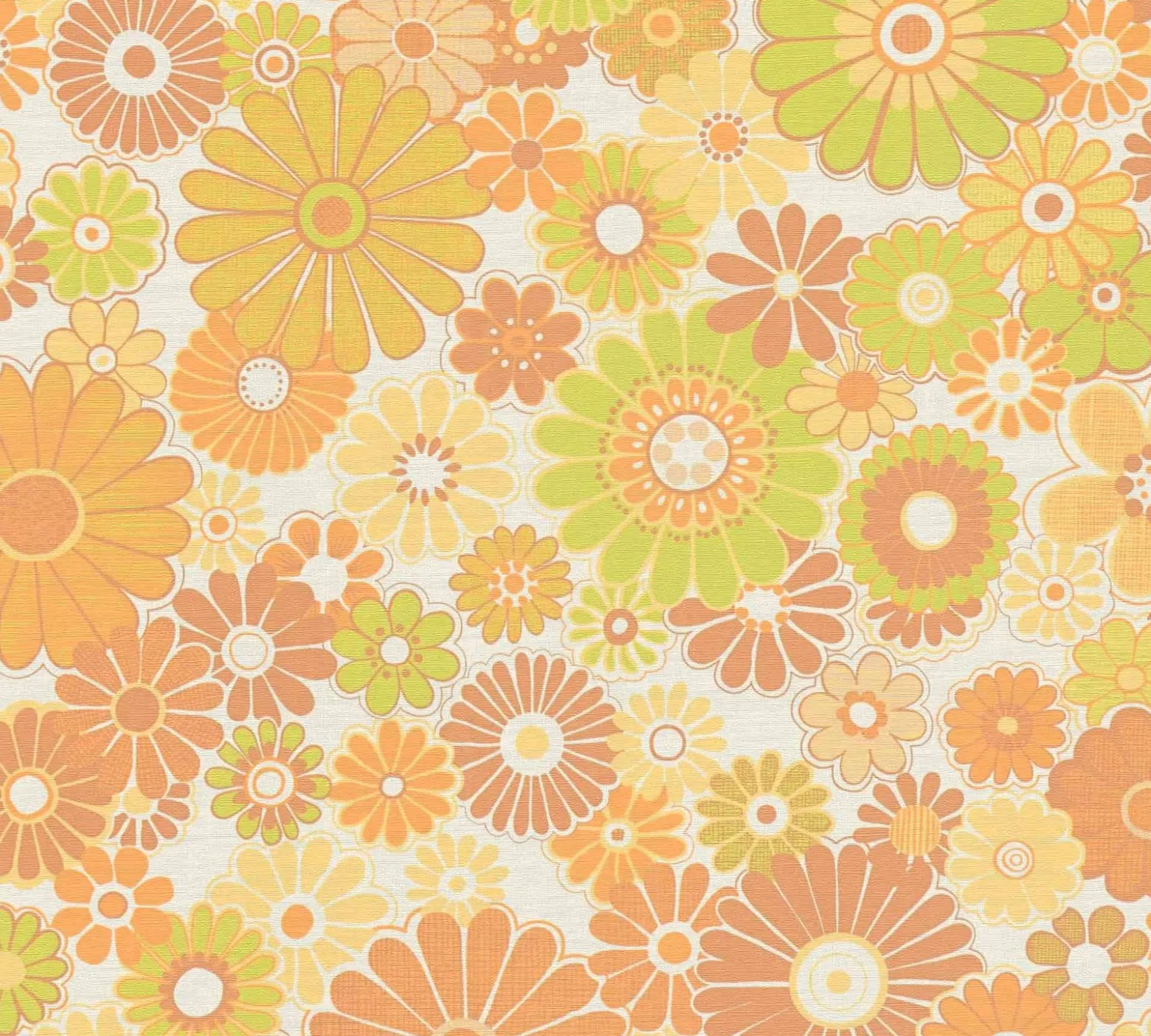 Vliestapete Blumen Retro Floral Orange Grün 39535-5