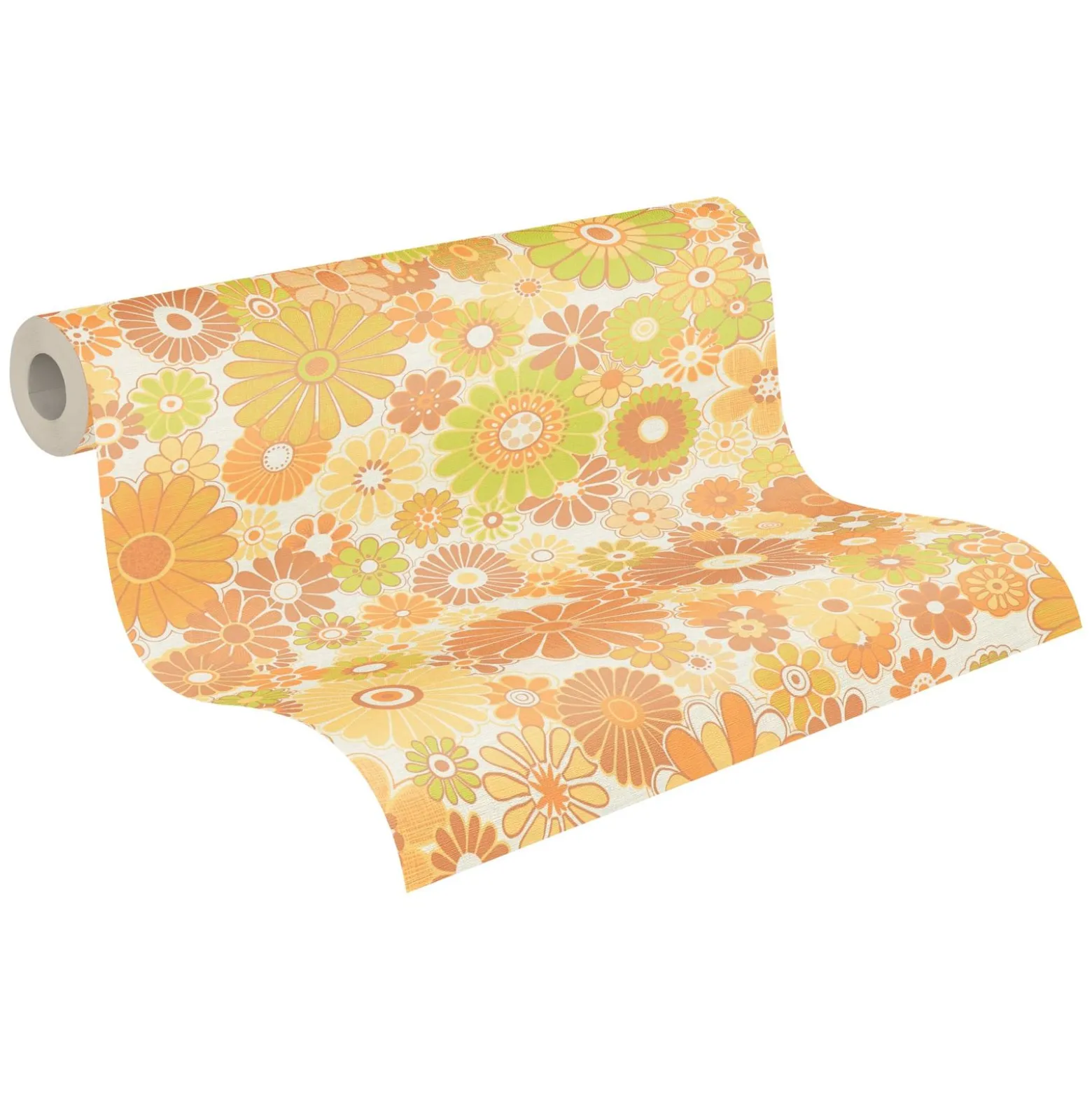 Vliestapete Blumen Retro Floral Orange Grün 39535-5
