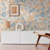 Vliestapete Blumen Retro Floral Blau Orange 39535-2