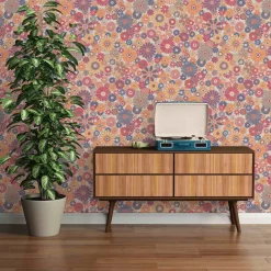 Vliestapete Blumen Retro Floral Rot Orange 39535-4