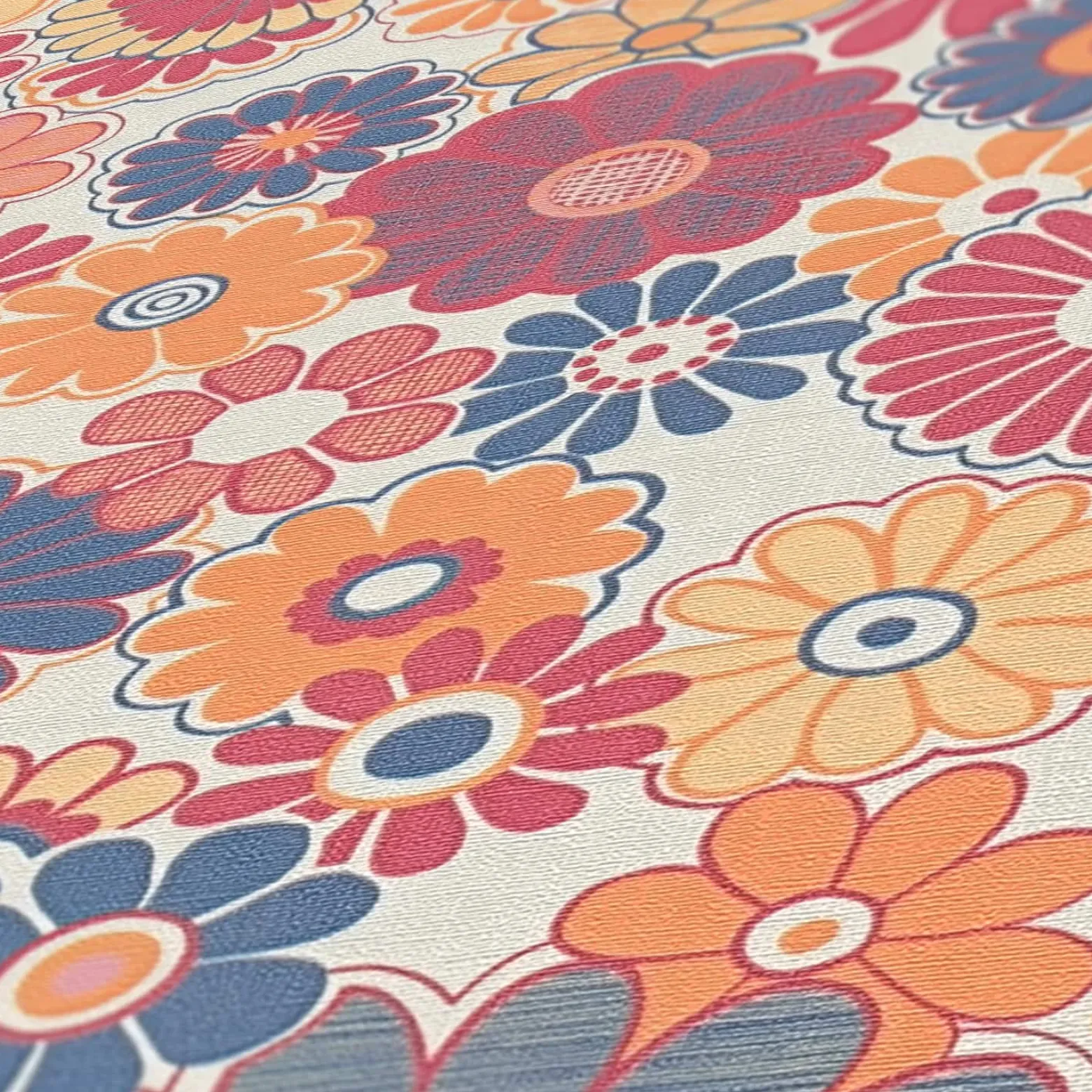Vliestapete Blumen Retro Floral Rot Orange 39535-4