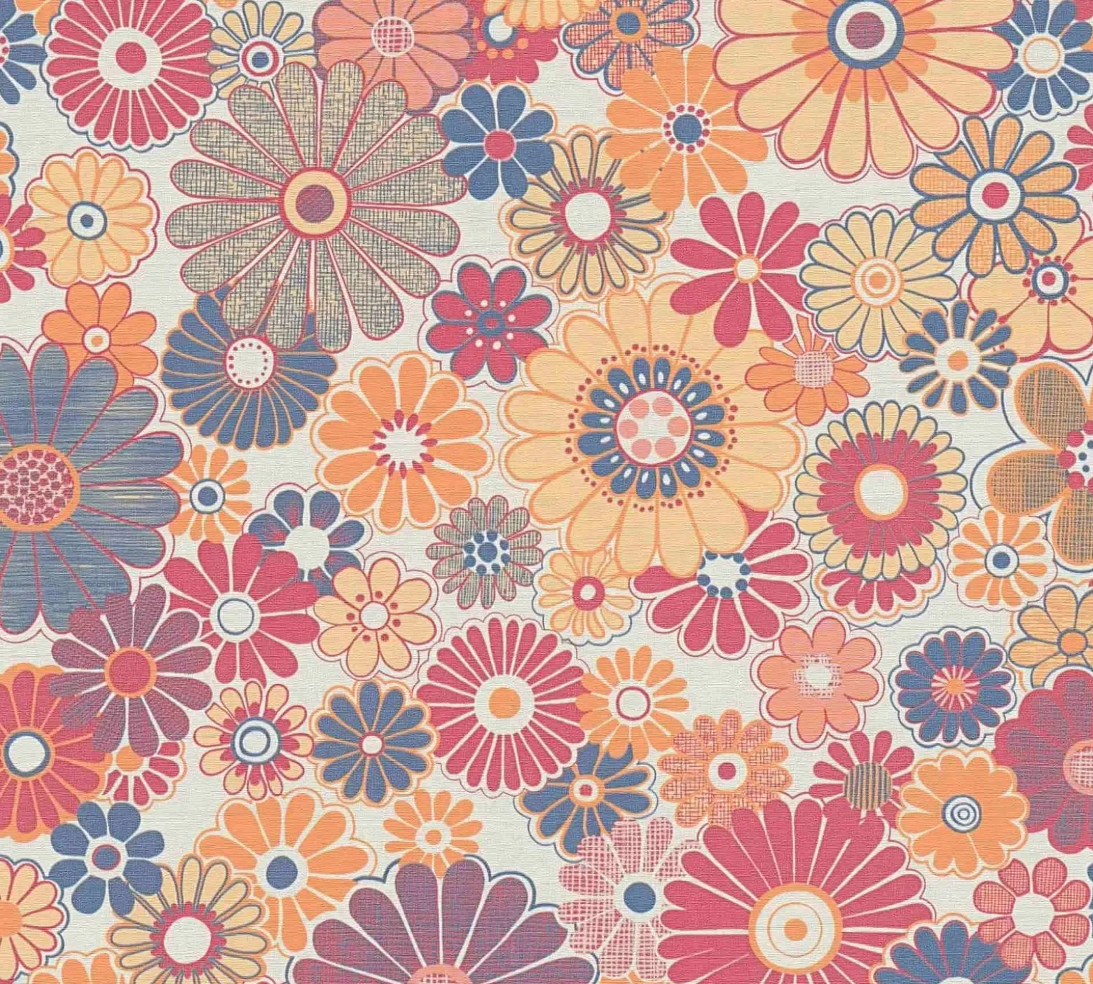 Vliestapete Blumen Retro Floral Rot Orange 39535-4