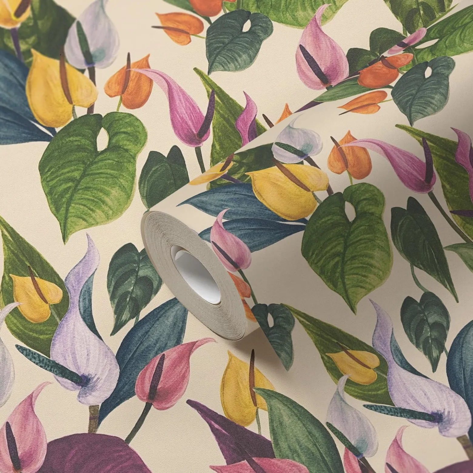 Vliestapete Blumen Tropisch Creme Grün 78210-1