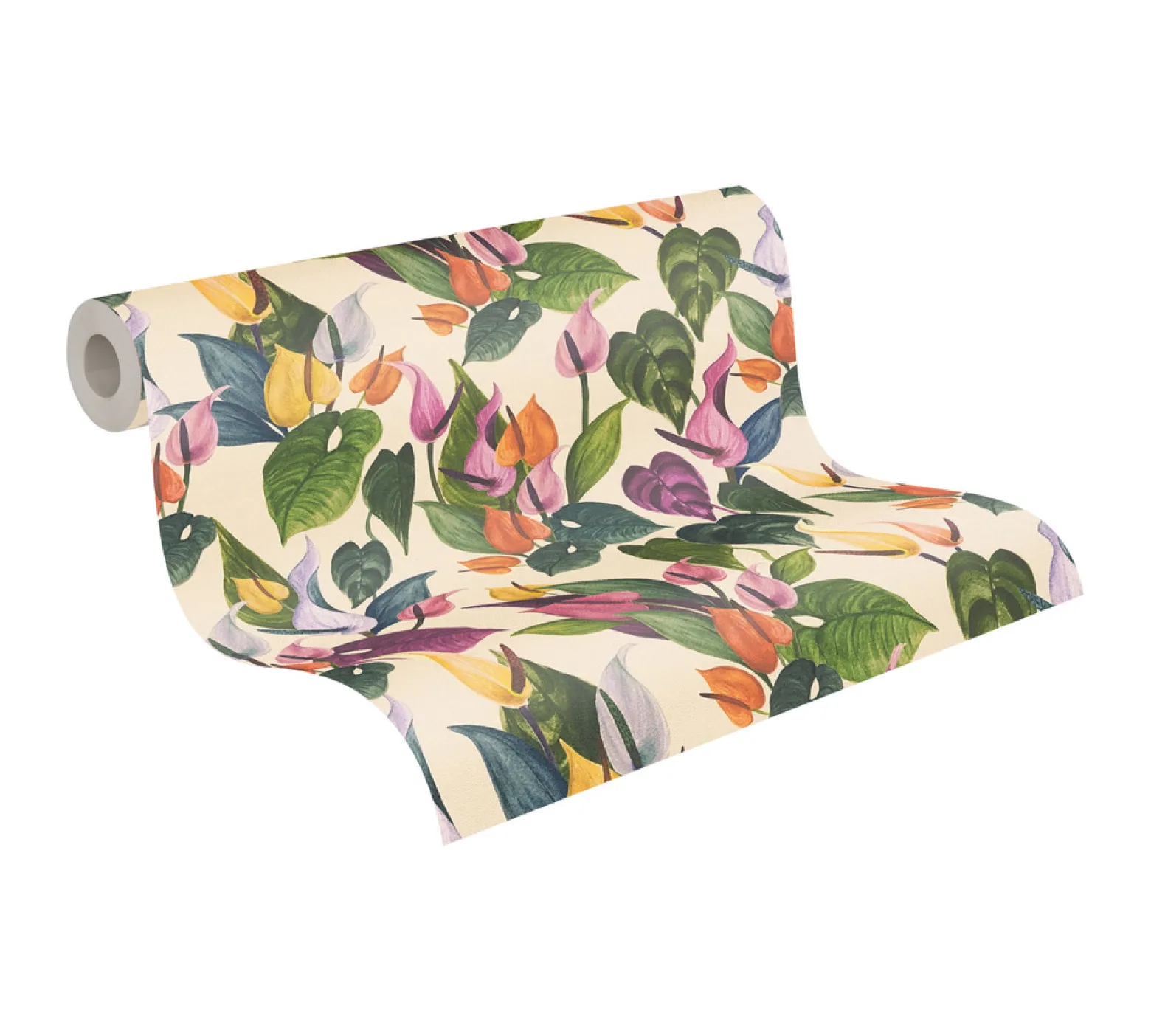 Vliestapete Blumen Tropisch Creme Grün 78210-1