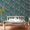 Vliestapete Blumen Vögel Floral türkis bunt 38178-3