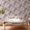 Vliestapete Blumen Vögel Floral hellblau bunt 38178-7