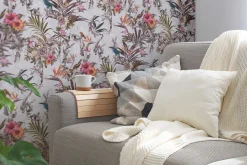 Vliestapete Blumen Vögel Floral hellblau bunt 38178-7