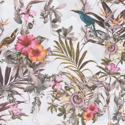 Vliestapete Blumen Vögel Floral hellblau bunt 38178-7