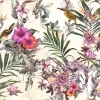 Vliestapete Blumen Vögel Floral creme bunt 38178-6