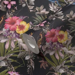 Vliestapete Blumen Vögel Floral schwarz bunt 38178-1