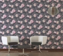 Vliestapete Blumen Vintage grau rosa 36921-2