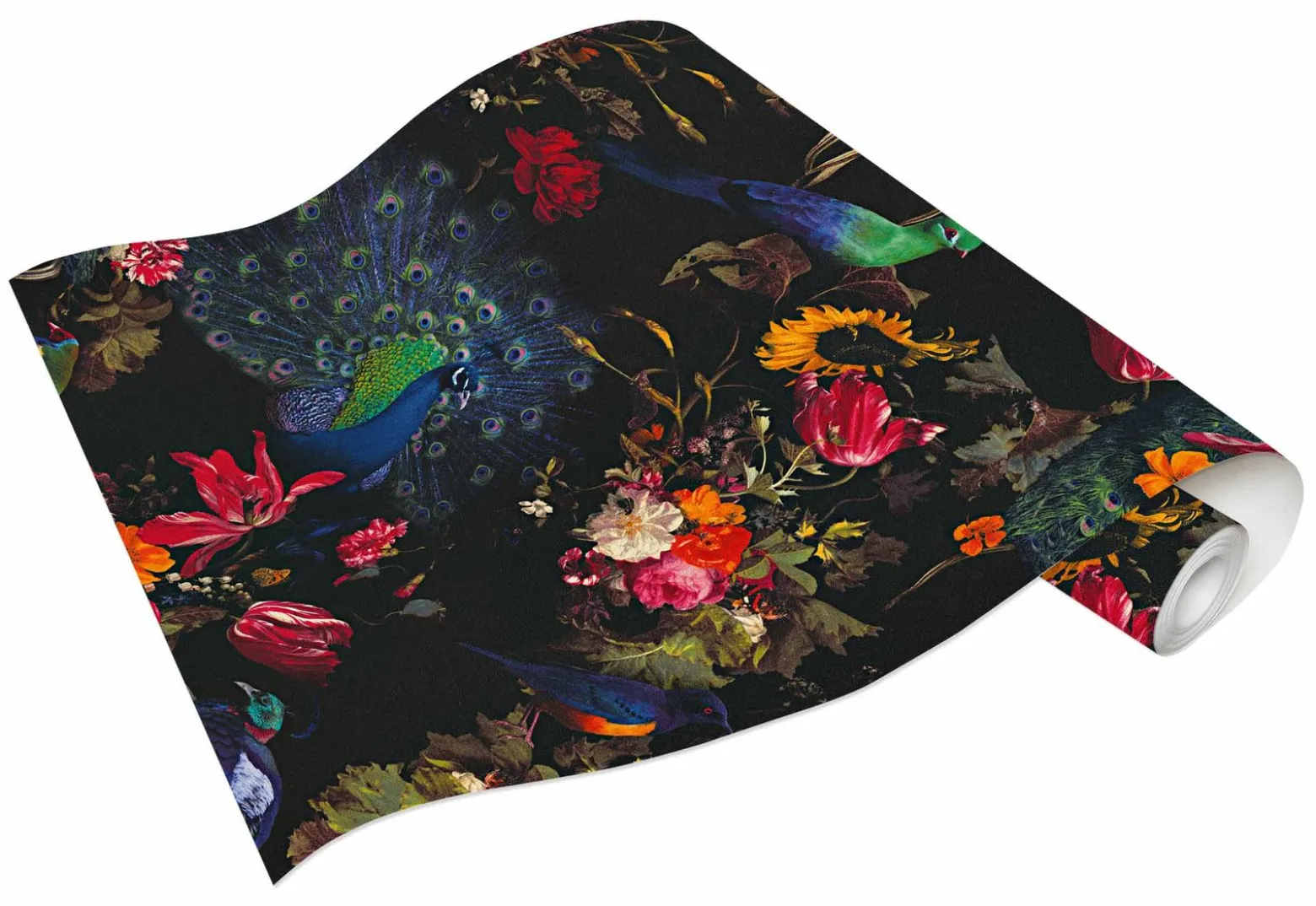 Vliestapete Blumen Vogel schwarz bunt Instawalls 6371-15