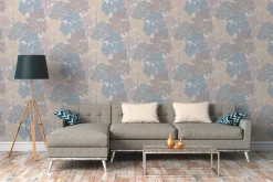 Vliestapete Bäume Blätter grau rot blau 37753-4