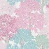 Vliestapete Bäume Blätter weiß pink blau 37753-5
