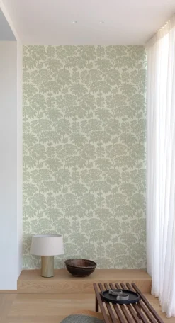 Vliestapete Bäume Tropen Creme Grün Mint A63402