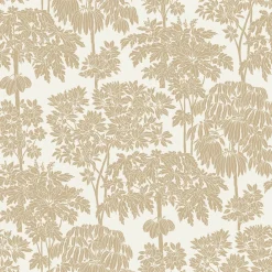 Vliestapete Bäume Tropen Weiß Gold Metallic A63401