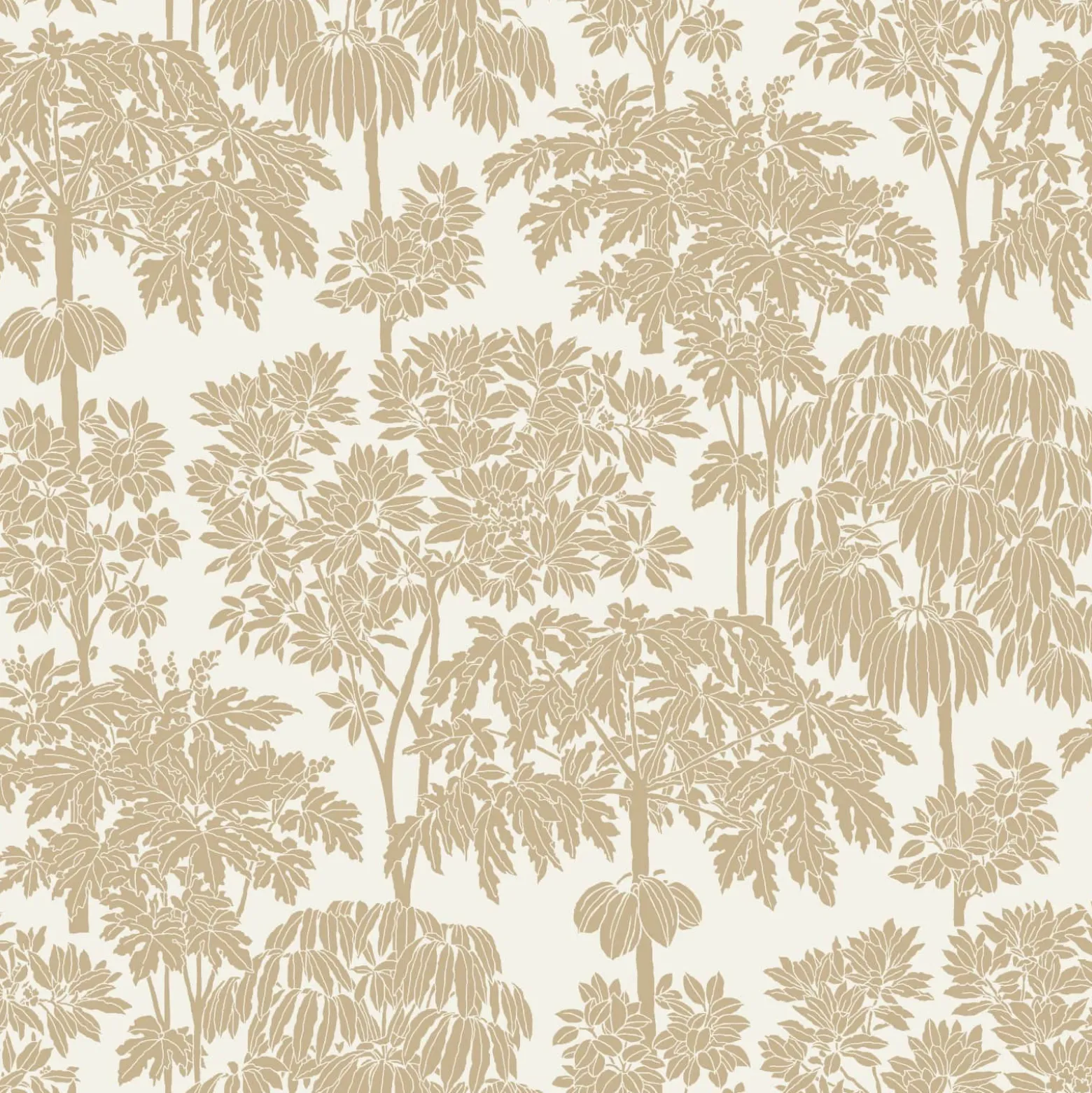 Vliestapete Bäume Tropen Weiß Gold Metallic A63401