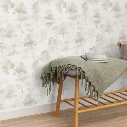 Vliestapete Bäume Wald Creme Beige Grau 10557-37