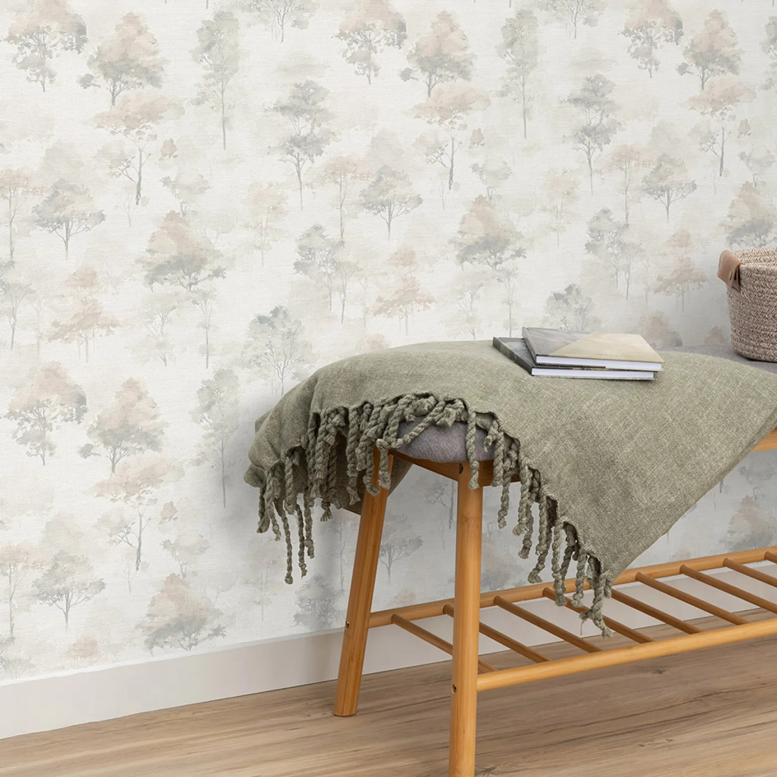 Vliestapete Bäume Wald Creme Beige Grau 10557-37